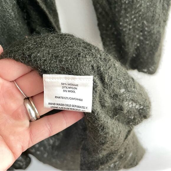 Eileen Fisher | Women’s Brown Mohair Blend Open Knit Long Cardigan Sweater Wool - Picture 5 of 9